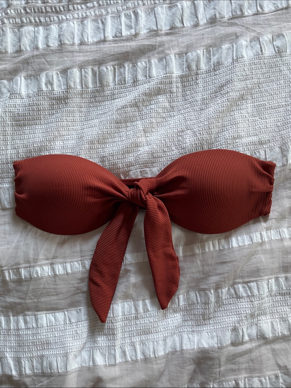 Somerfield swim Ribbed Bandeau Bikini Top with Front Tie